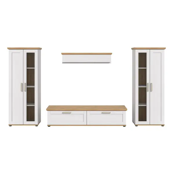 Ansamblu Mobilier Camera De Z, 4 piese, alb, stejar Artisan, 316/161/40 cm
