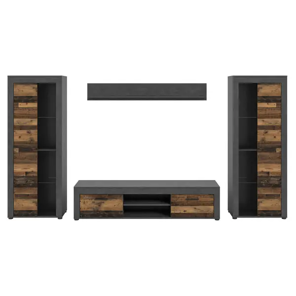 Ansamblu Mobilier Camera De Z, 4 piese, gri, culoare natur, 310/159/35 cm