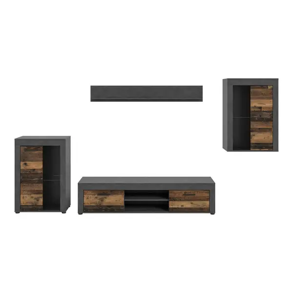 Ansamblu Mobilier Camera De Z, 4 piese, gri, culoare natur, 310/169/35 cm