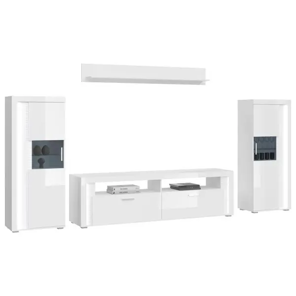Ansamblu Mobilier Camera De Z, alb lucios intens, 351/202/46 cm