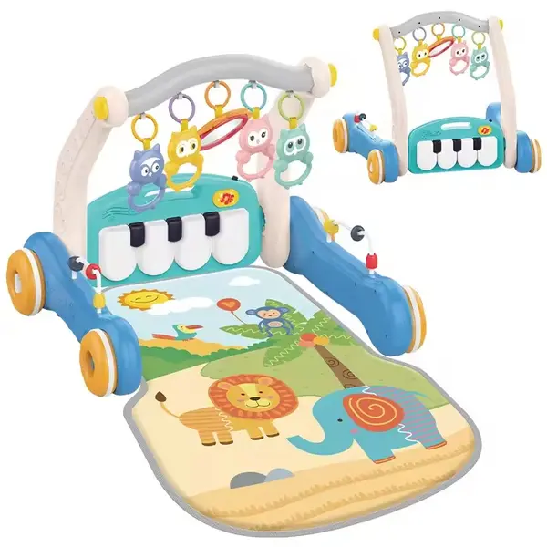 Antemergator si saltea de joaca cu pian 2 in 1 Huanger - albastru
