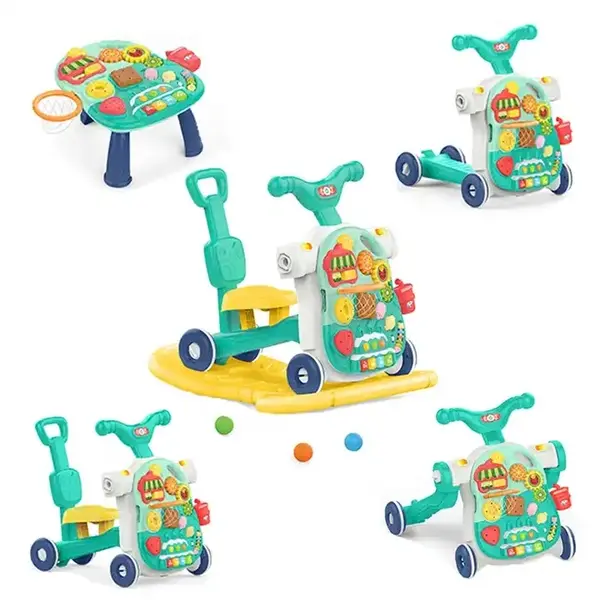 Antepremergator 5 in 1 cu masa de activitati si jocuri educative - albastru