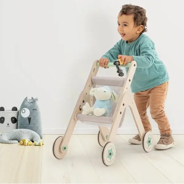 Antepremergator din lemn 2 in 1 MamaToyz carucior pentru papusi
