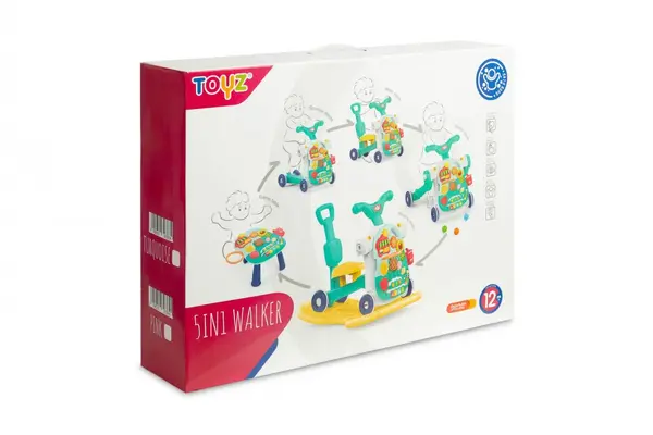 Antepremergator transformabil in vehicul fara pedale multifunctional 5 in 1 cu muzica si lumini Toyz Roz