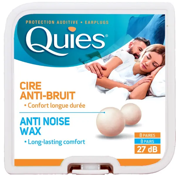 Anti Noise Wax Dopuri de urechi din ceară de unică folosință, 27 dB, 8 perechi, Quies