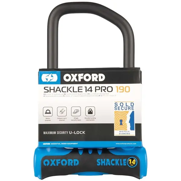 Antifurt Bicicleta Oxford Shackle14 Pro U-Lock 260mm x 177mm Otel Negru Albastru LK321