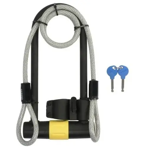 Antifurt Roata Moto Oxford Magnum Duo U-lock (177x340mm) With Bracket Cable Otel Negru LK225