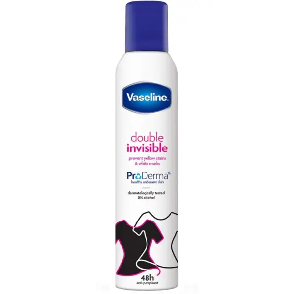 Antiperspirant Deodorant, Vaseline, Double Invisibile, Proderma, pentru Femei, Hipoalergenic, Protectie 48h, fara Alcool, 250ml