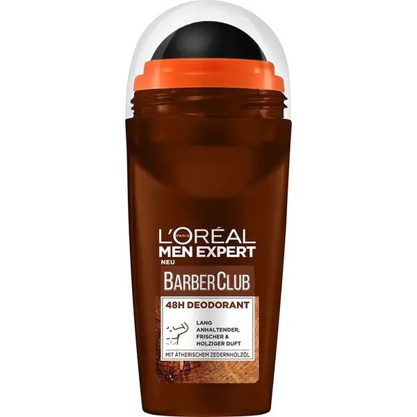 Antiperspirant Roll-On, L'Oreal Men Expert, BarberClub, Impotriva Transpiratiei Excesive, cu Ulei de Cedru, Protectie 48h, 50ml