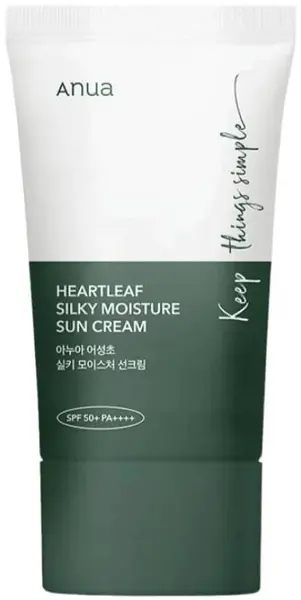 Anua Heartleaf Cremă de protecție solară Silky Moisture, SPF50+, 50 ml