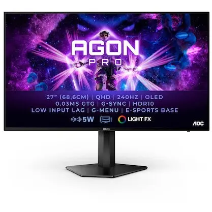 AOC Monitor gaming AOC AGON PRO, 27 WQHD OLED, 0.03 ms 240Hz, HDMI, DP, Adaptive Sync, FreeSync, G-Sync