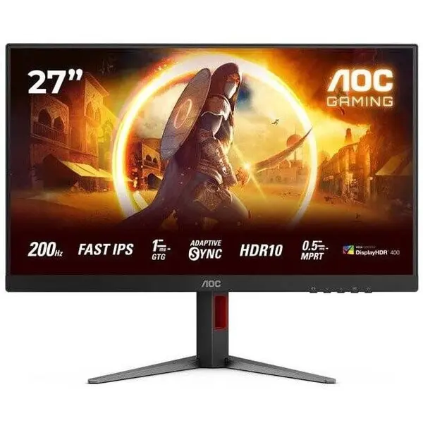 AOC Monitor Gaming Fast IPS LED AOC 27 27G4HA, Full HD (1920 x 1080), HDMI, DisplayPort, Boxe, Pivot, 200 Hz, 1 ms, Negru