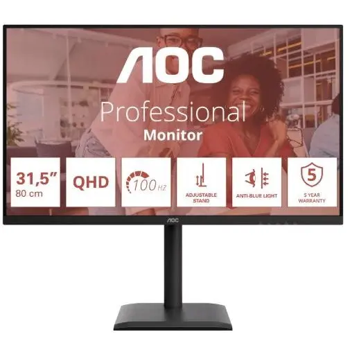 AOC Monitor IPS LED AOC 31.5 Q32E4U, QHD (2560 x 1440), HDMI, DisplayPort, Boxe, Pivot, 100 Hz, 4 ms, Negru