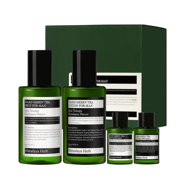Apa de Fata si Lotiune cu Ceai Verde Nard Himalaya Herb, Barbati, 2 x 200 ml