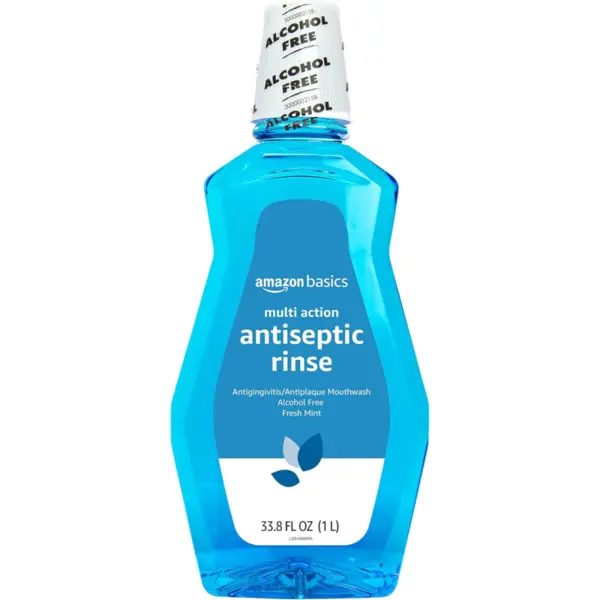 Apa de Gura, Amazon Basics, Antiseptic Rinse, Multi-Protectie Avansata, Fresh Mint, fara Alcool, 1000ml