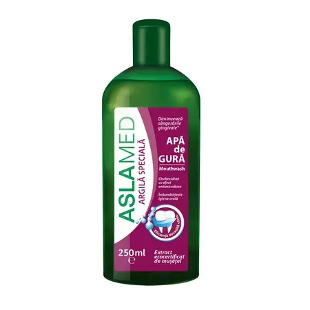 Apă de gură cu mușețel, clorhexidină și argilă, 250 ml, AslaMed