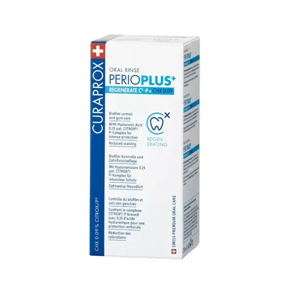 Apa de Gura, Curaprox, Perio Plus Regenerate, Clorhexidina 0.09%, Efect Antimicrobian, cu Citrox, 200ml