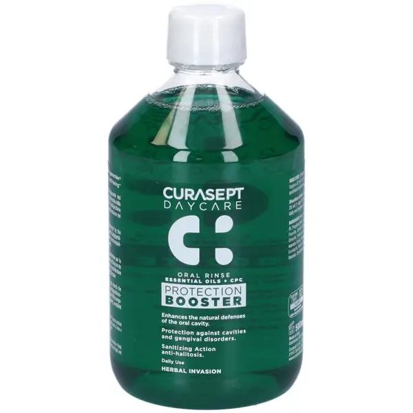 Apa de Gura, Curasept, Daycare Booster, Herbal Invasion, cu CPC, pentru Sanatatea Orala, cu Fluor, fara Alcool, 500ml