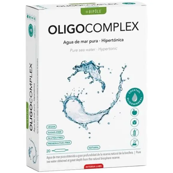 Apa de Mare Pura Hipertonica Oligocomplex, Intersa Labs, 20 Fiole, Bio, 200 ml