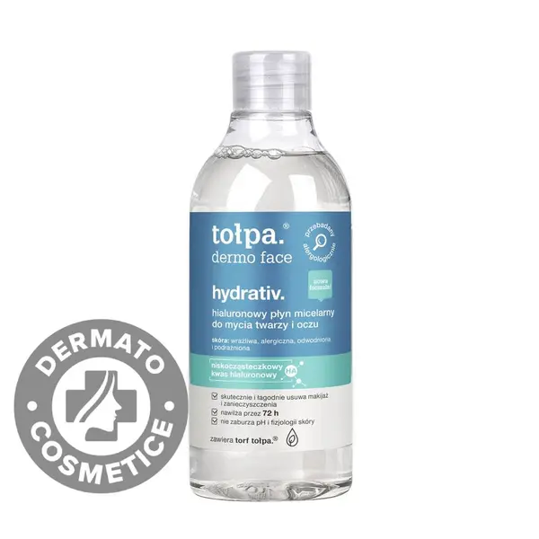 Apa micelara cu acid hialuronic pentru ten deshidratat Dermo Face Hydrativ, 400ml, Tolpa