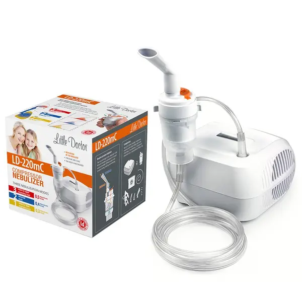 Aparat aerosoli Little Doctor LD - 220 mC, nebulizator cu compresor, design compact, 3 moduri de nebulizare, masca bebelusi, copii si adulti, alb