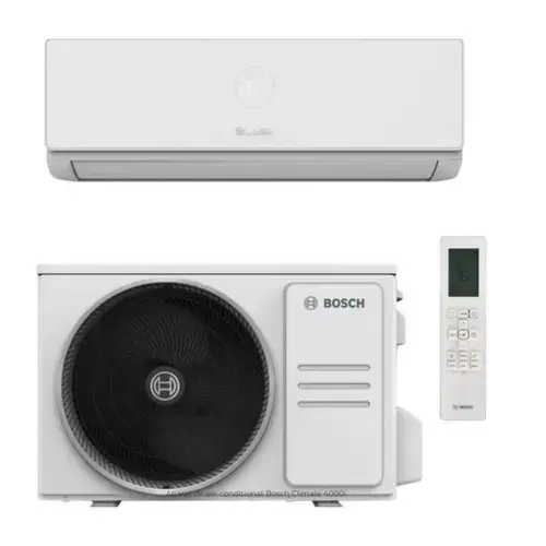 Aparat de aer conditionat Bosch Climate 4000i 26 E, 9000 BTU, Clasa A++/A++, Inverter, R32, Wi-Fi, Mod ECO, Ionizare, I-Clean (Alb)