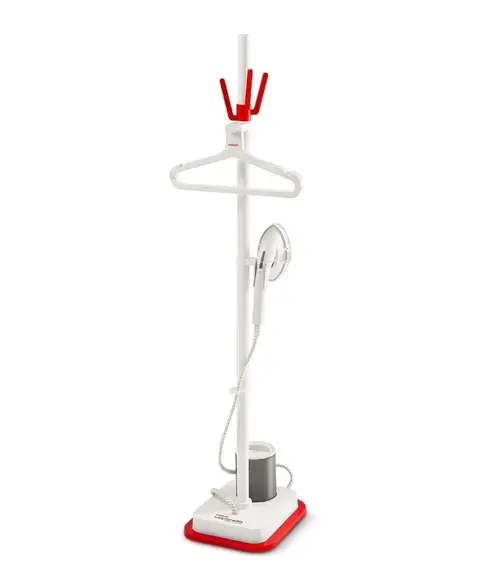 Aparat de Calcat Vertical cu Abur Polti Vaporella Vertical Styler GSF80R, 1,2 l, 5 Bar, 30 sec, talpa dubla ceramica (Alb/Rosu)