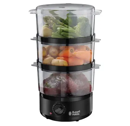Aparat de gatit cu aburi Russell Hobbs Kitchen Collection 26530-56, 7 L, Timer, Bol orez (Negru)