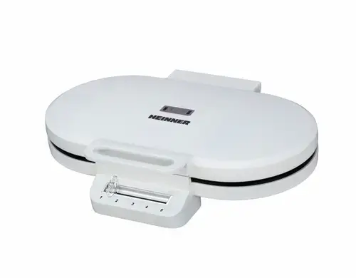 Aparat de gofre HEINNER HWF-F14002WH, 1400 W, 2 gofre/vafe, Placi cu invelis antiaderent, Diametru 15.5 cm (Alb)