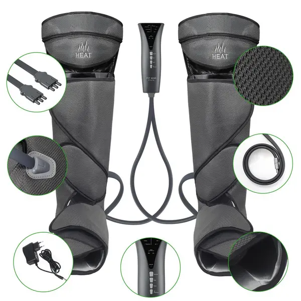 Aparat de masaj pentru picioare Fit King-S9015 cu compresie de aer, cu 3 moduri de masaj, 3 intensitati, 10 tipuri de tehnici si metode de masaj, imbunatateste circulatia sangelui, amelioriaza oboseala, incalzeste genunchii