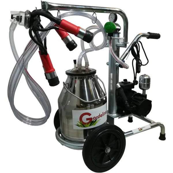 Aparat de muls Vaci Gardelina 130 INOX PC, 30L INOX, 1 post, 180 l/min, pahare plastic, 8 bovine pe ora