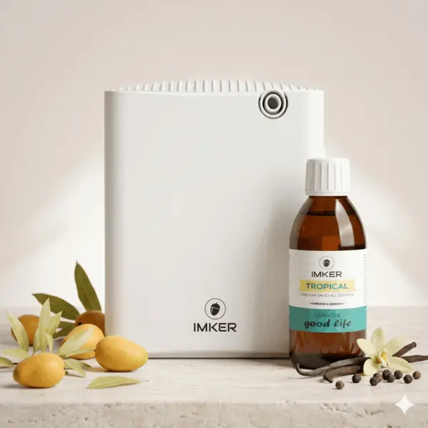 Aparat de odorizare profesional IMKER AromaLUX L04 - Bluetooth pentru spatii mari - parfum 200 ml inclus Alb