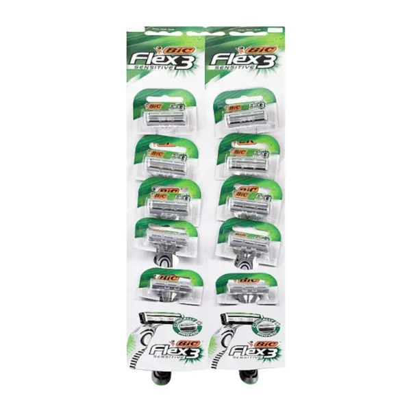 Aparat de Ras Bic Flex 3 Sensitive, Barbati, 10 Bucati