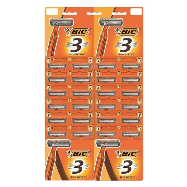 Aparat de Ras BIC Sensitive 3, 3 Lame, Barbati, 24 Bucati