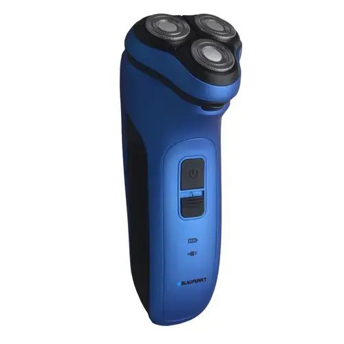 Aparat de ras Blaupunkt MSR401, Pop-up, Multi-D shave, 3 capete, acumulator, lame duble, maner cauciucat, Albastru/Negru