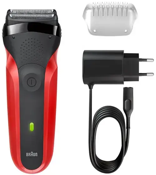 Aparat de ras Braun Series 3 300s 81569932, Rezistent la apa, Autonomie 20 min (Rosu)