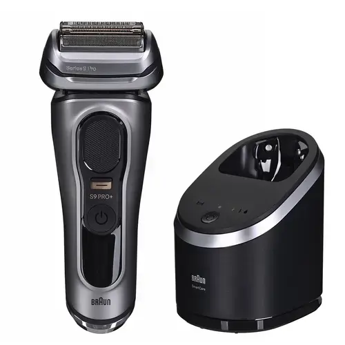 Aparat de ras electric Braun Series 9 PRO+ 9565cc, ProLift Trimmer, SensoFlex, AutoSense, Sonic Technology, 40.000 de actiuni de taiere, 5 elemente de taiere, Statie Smart Care 6-in-1, Trusa de voiaj (Grafit)
