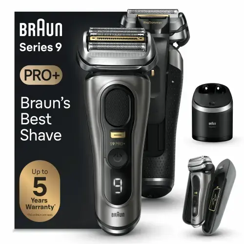 Aparat de ras electric Braun Series 9 Pro+ 9575cc, Wet&Dry, Autonomie 60 minute, 5 lame, 6-in-1 SmartCare (Gri/Negru)