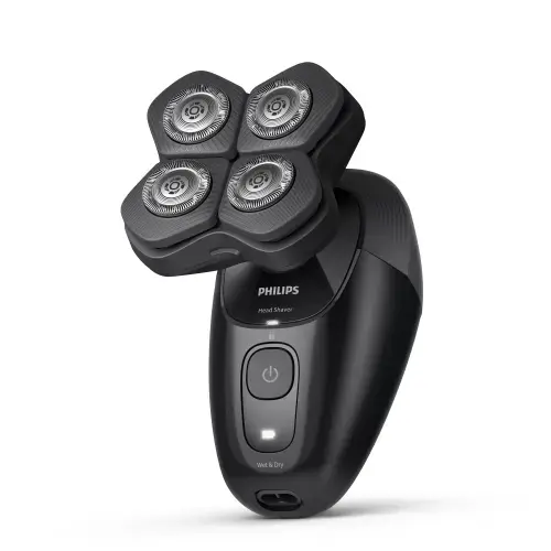 Aparat de ras electric pentru cap Philips Seria 5000 HS5980/15, Autonomie 60 minute, Umed&Uscat, Senzor PowerAdapt, Cap flexibil 360 (Negru)