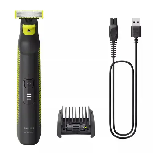 Aparat de ras electric Philips OneBlade Pro QP6506/15 5-in-1, Wet&Dry, Autonomie 90 minute (Negru/Verde)