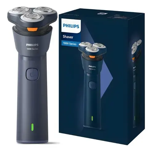 Aparat de ras electric Philips Seria 1000 S1881/00, Autonomie 35 minute, Wet&Dry, 27 lame PowerCut, cap 3D Floating Head, IPX7, incarcare USB (Albastru)