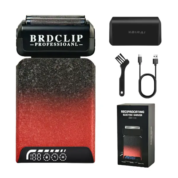 Aparat de Ras Electric Profesional BIRAI® BRD S201, Shaver 7500 RPM, Rosu