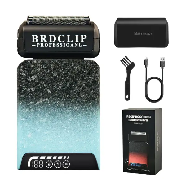 Aparat de Ras Electric Profesional BIRAI® BRD S201, Shaver 7500 RPM, Albastru