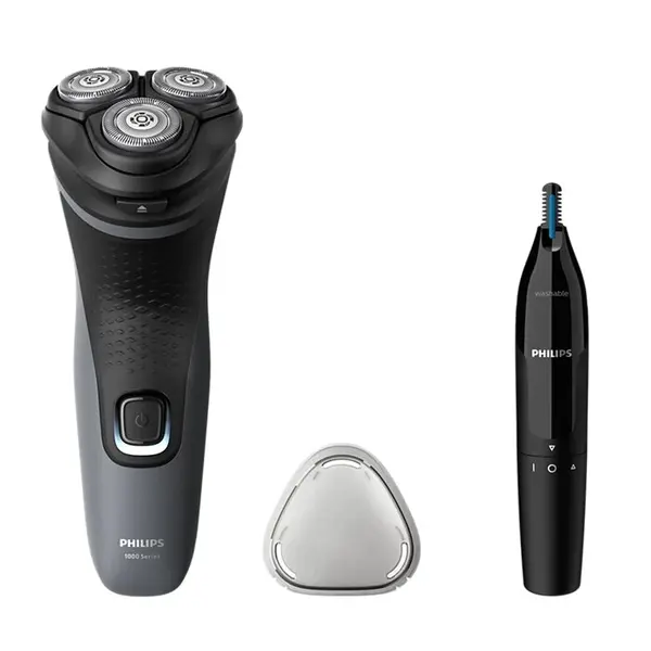Aparat de ras Philips S1142/02, barbierit umed si uscat, fara fir, capete 4D flexibile, lame autoascutire, 40 min, Gri