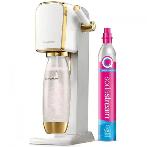 Aparat de sifon SodaStream Art, Sticla de carbonatare + Cilindru CO2 (Alb/Auriu)