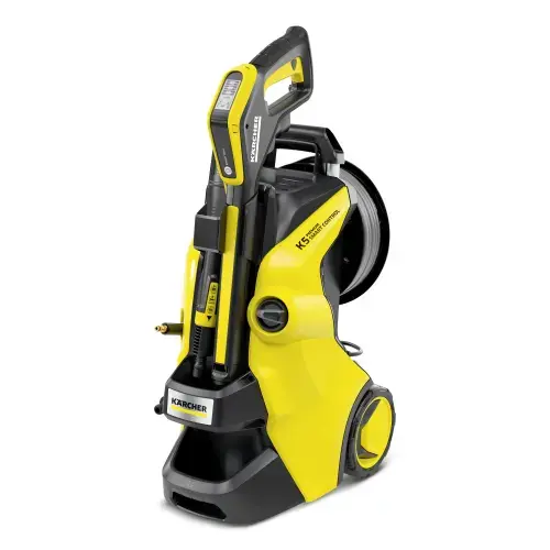 Aparat de spalat cu presiune Karcher K5 Premium Smart Control Flex cu furtun PremiumFlex si pistol de pulverizare G 180 Q Smart Control, potrivit pentru murdaria persistenta de pe terase, mobilier de gradina si masini (Galben)