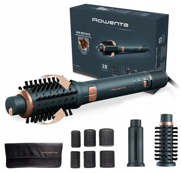 Aparat de stilizare multiplă Rowenta – Air Rotate, 1300W, 4 viteze, Green/Bronze