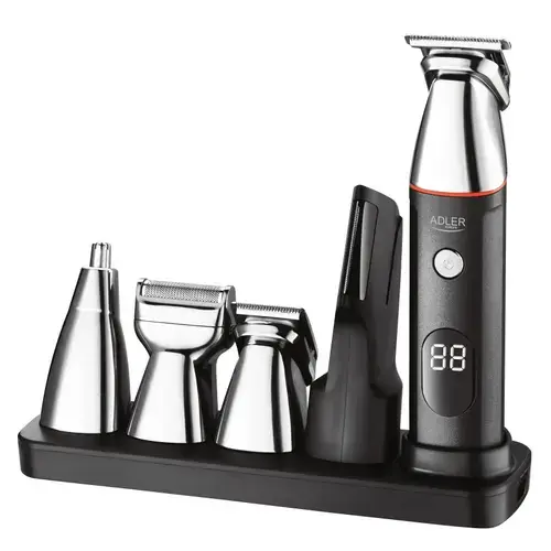 Aparat de tuns Adler AD 2946, Autonomie 60 minute, 6 atasamente, 4 piepteni (Negru/Inox)