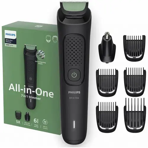 Aparat de tuns barba & parul de pe cap si corp 7in1 PHILIPS All-in-One MG3920/15, Autonomie 60 min, 6 setari de lungime: 0,5-12 mm, trimmer atasabil pentru nas si urechi, piepteni pentru barba si cap (Negru)