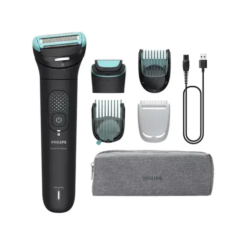 Aparat de tuns corporal Philips BG7470/15, Autonomie 120 minute, Cap flexibil 2D, Rezistent la apa (Negru)